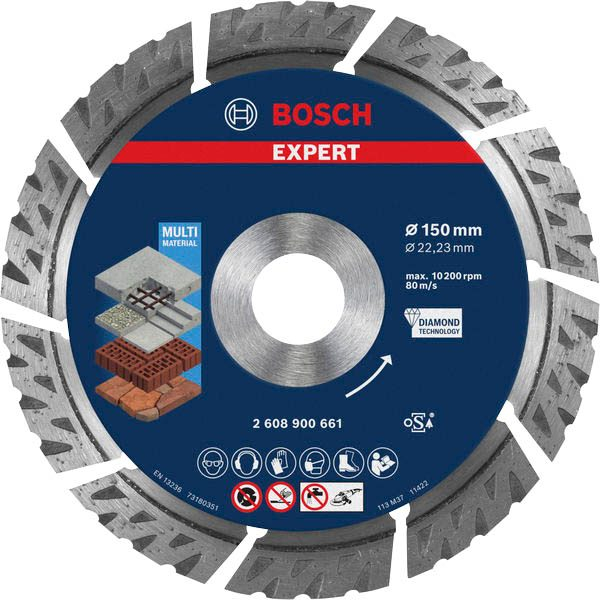 4059952539966 - 2608900661 EXPERT MultiMaterial Diamanttrennscheibe Durchmesser 150 mm Bohrungs-Ø 2223 mm Stein Beton Ziegel 1 St