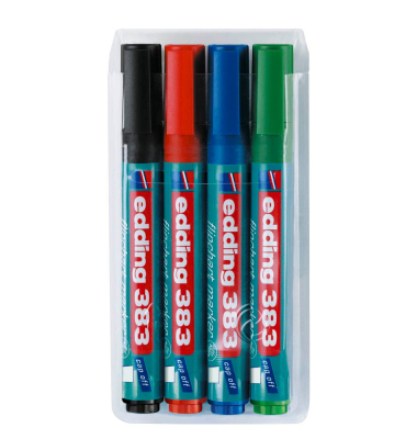 Flipchart-Marker 383, 4-383-4-2, Pack, 4-farbig sortiert, 1-5mm Keilspitze