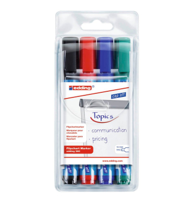 Flipchart-Marker 380, 4-380-4-2, Pack, 4-farbig sortiert, 1,5-3mm Rundspitze