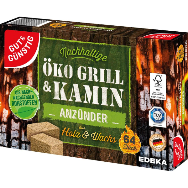 4311501576304 - Kamin- & Grillanzünder Öko Grill & Kamin braun 4311501576304 64 Stück