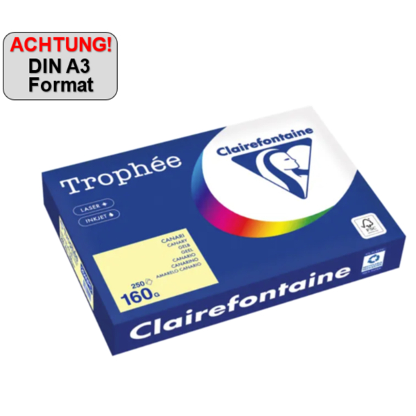 3329680004250 - Kopierpapier Trophée Color 2640PC A3 160g gelb  3329680004250 250 Blatt