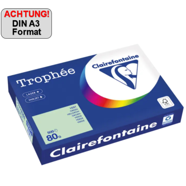 3329680004830 - Kopierpapier Trophée Color 1882PC A3 80g hellgrün  3329680004830 500 Blatt