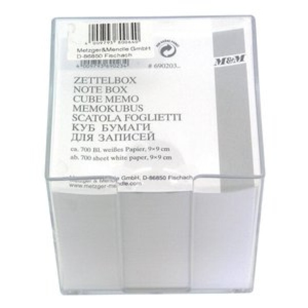 4009793400642 - Zettelbox 69020340 95x95mm inkl 700 Notizzettel transparent Polystyrol 4009793400642 M&M