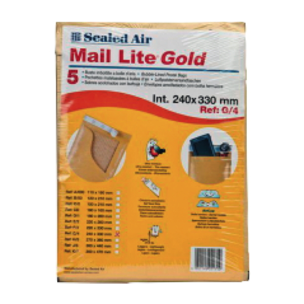 5051146027036 - Luftpolstertasche hk Typ G4 250x340mm i 230x330mm Papier gold 5051146027036 Mail Lite 5 Stück