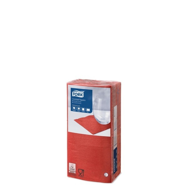 7322540773231 - Serviette Cocktail Tissue 2lagig 14 Falz 238 x 238 cm rot 7322540773231 TORK 200 Stück