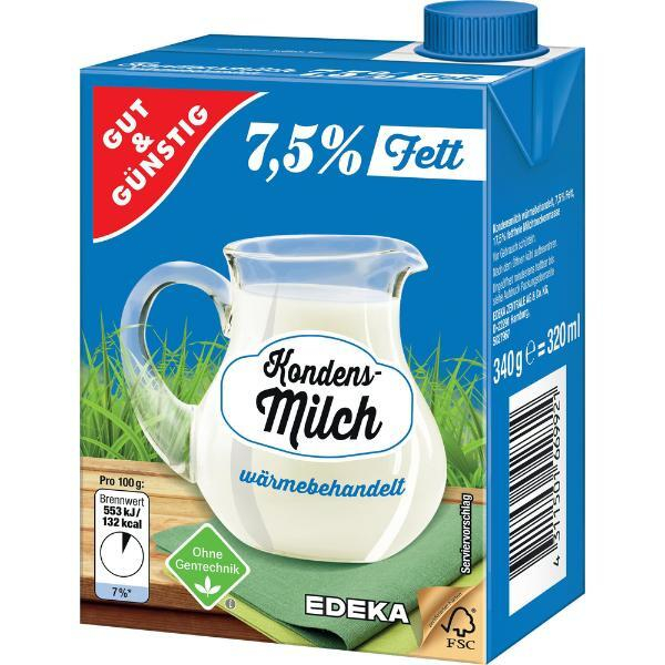 4311501669938 -  0718710 Kondensmilch 75% Fett 340g Tetrapack 4311501669938 Gut & Günstig 16 Stück