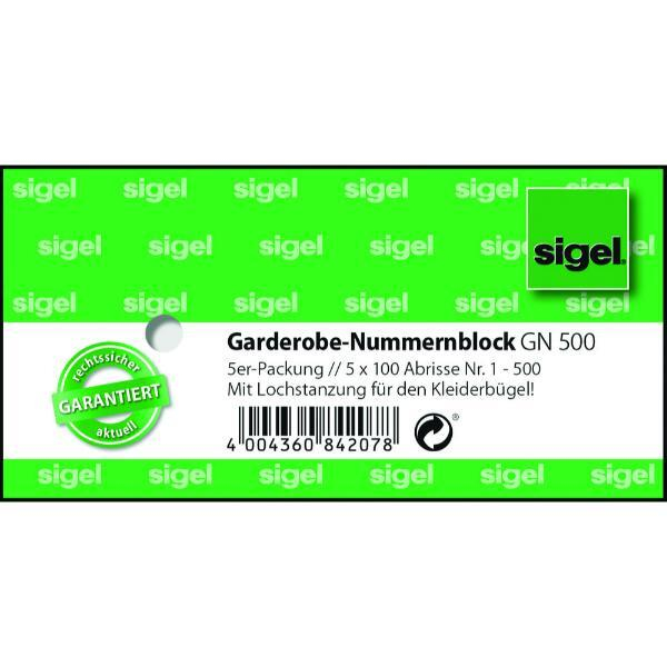 4004360842061 - Nummer GN500 1-500 farbig sortie 5 Blöcke mit je 100 Blatt 4004360842061 Sigel