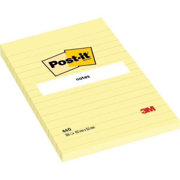 3134375014243 - Haftnotizen Post-it 660 102x152mm 100 Blatt liniert gelb 313437