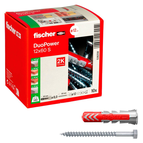 4048962262254 - DuoPower 12x60 S 2K Dübel mit Schrauben Ø 12 mm x 60 mm 4048962262254 10 Stück