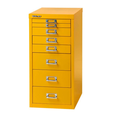 Schubladenschrank MultiDrawer™ 29er Serie L298102, Stahl, 8 Schubladen (Vollauszug), A4, 38 x 59 x 27,8 cm, gelb